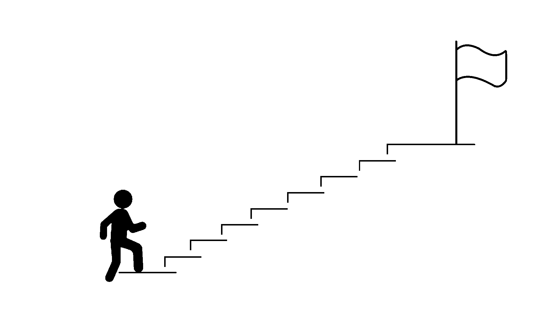 Person climbing stairs toward a goal
